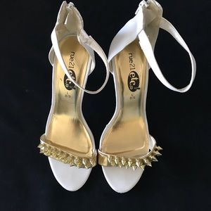 White & Gold Spiked Heels